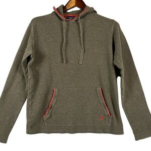 Polo Ralph Lauren Womens M Waffle Thermal Hoodie Army Green Kangaroo Pocket